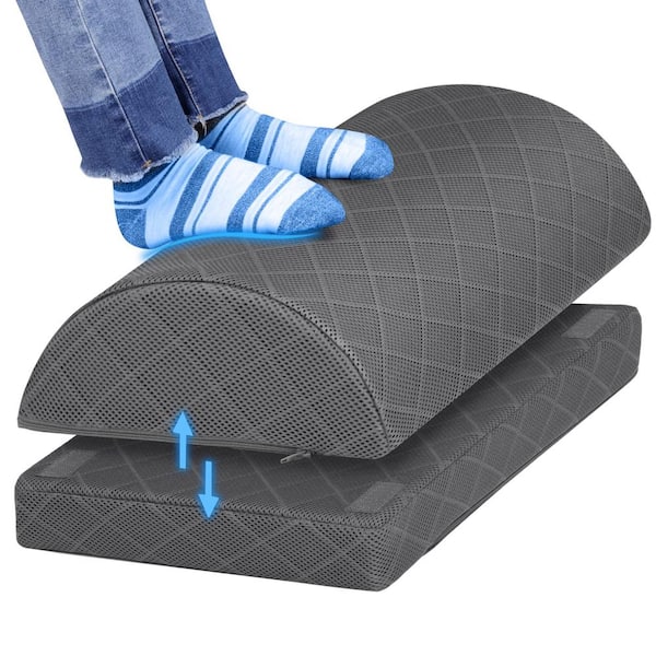 Angel Sar 20 in. L Tall Foam Gaming Desk Ottoman, Ofiice Foot Rest with 2 Adjustable Heights & Removable Cover (Gray)