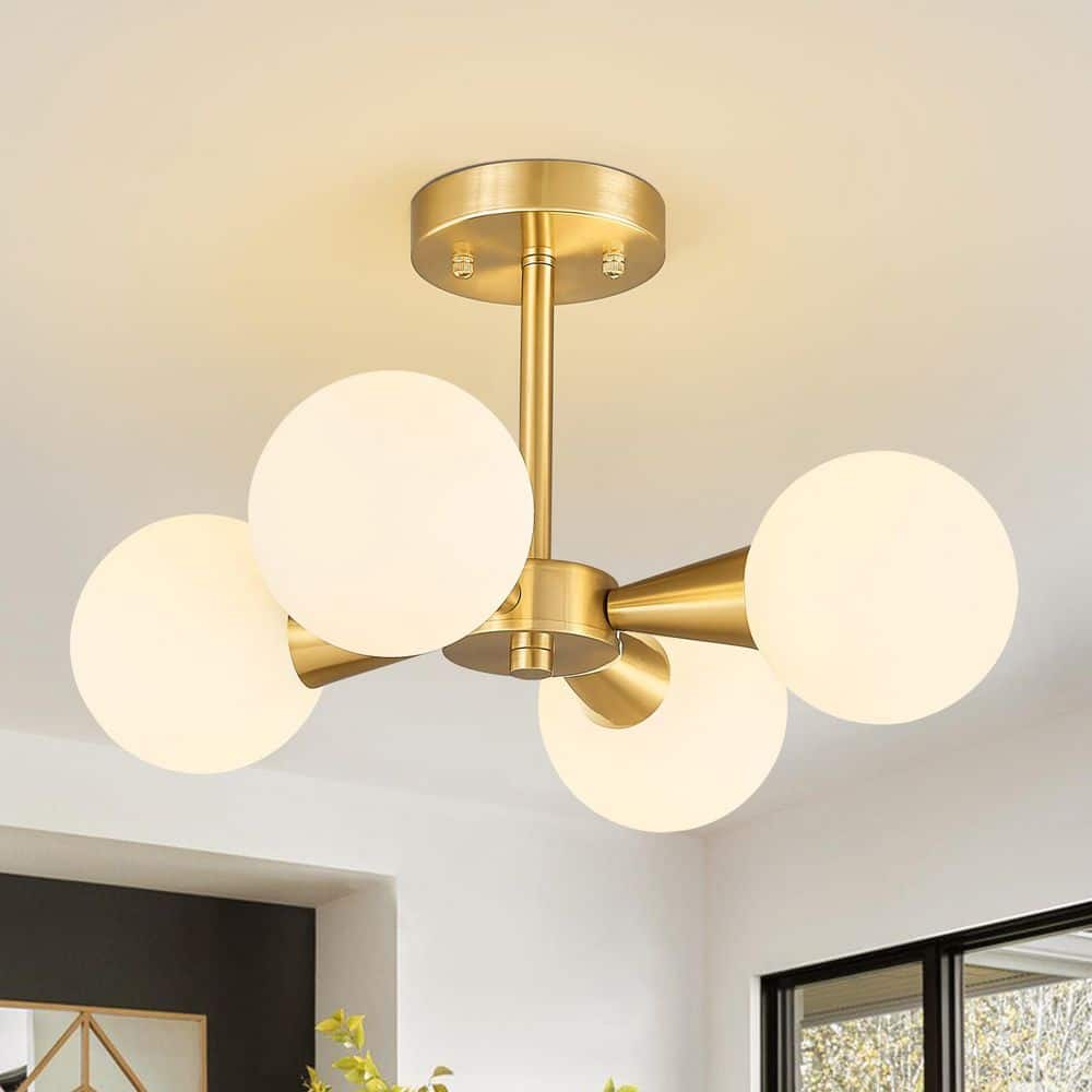 ZHLWIN Home Lighting 40w 4Light 21. 81in Modern Gold Glass Semi