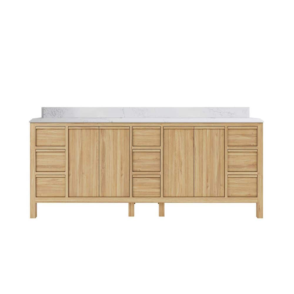 Elizabeth 84 in. W x 22 in. D x 36 in. H Double Sink Bath Vanity in Natural with Cove Edge Empira Quartz Top price history on PriceWatchPro
