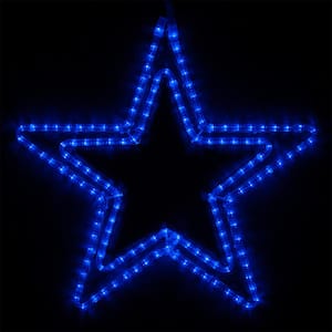 24 in. 148-Light LED Blue 5 Point Classic Hanging Star
