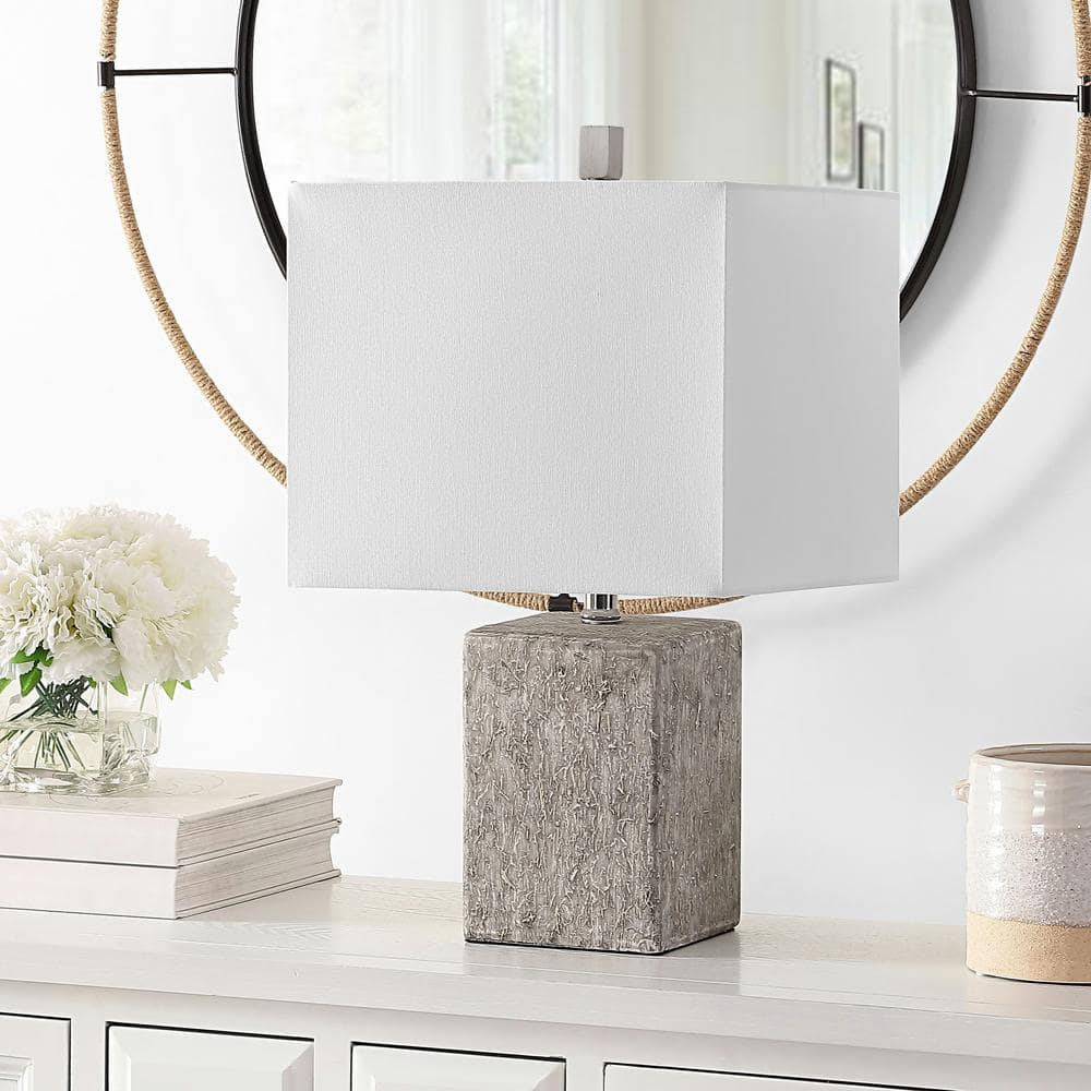 Jaxon 21" White and Grey Ceramic Table Lamp Set