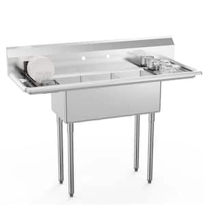 54 in. Freestanding Stainless Steel 3-Compartment Commercial Kitchen Sink with Drainboard