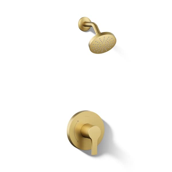 Elate 1-Handle Shower Trim Kit With 1.5 Gpm In Vibrant Brushed Moderne Brass (Valve Not Included)