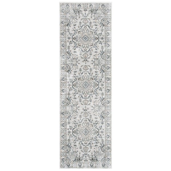 SAFAVIEH Isabella Light Gray/Cream 2 ft. x 7 ft. Medallion Floral Runner Rug