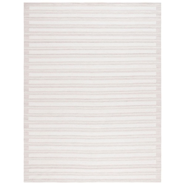 Kilim 8 ft. x 10 ft. Gray/Ivory Striped High-Low Area Rug