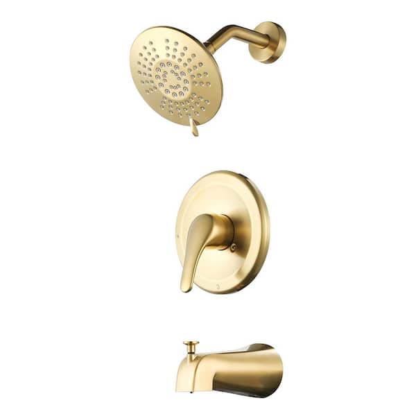 Single Handle 5-Spray Tub and Shower Faucet 1.8 GPM with High Pressure Showerhead in Gold (Valve Included)