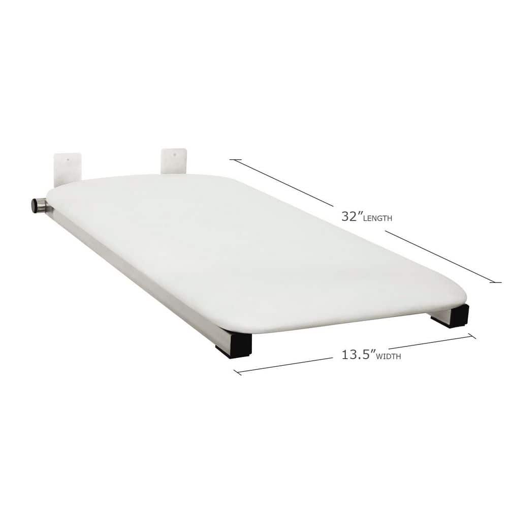 Hermosa 32" Wall-Mount Folding White Padded Shower Bench