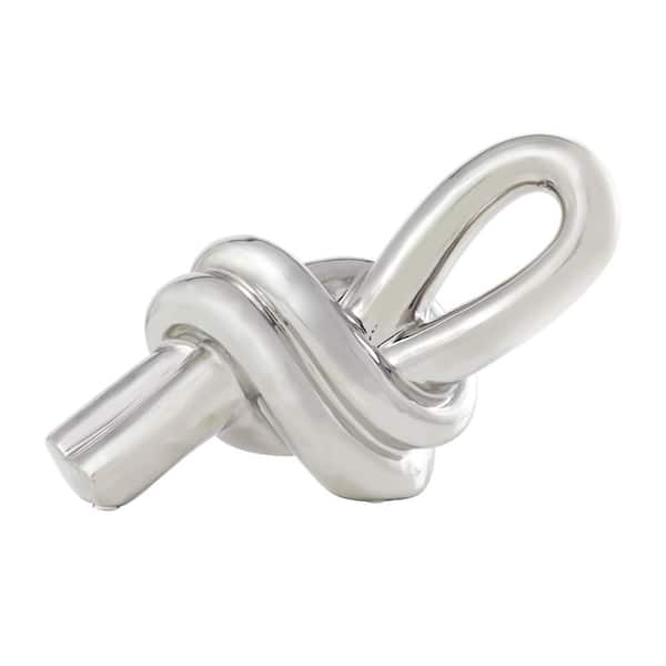 Litton Lane 5 in. x 8 in. Silver Ceramic Knot Sculpture