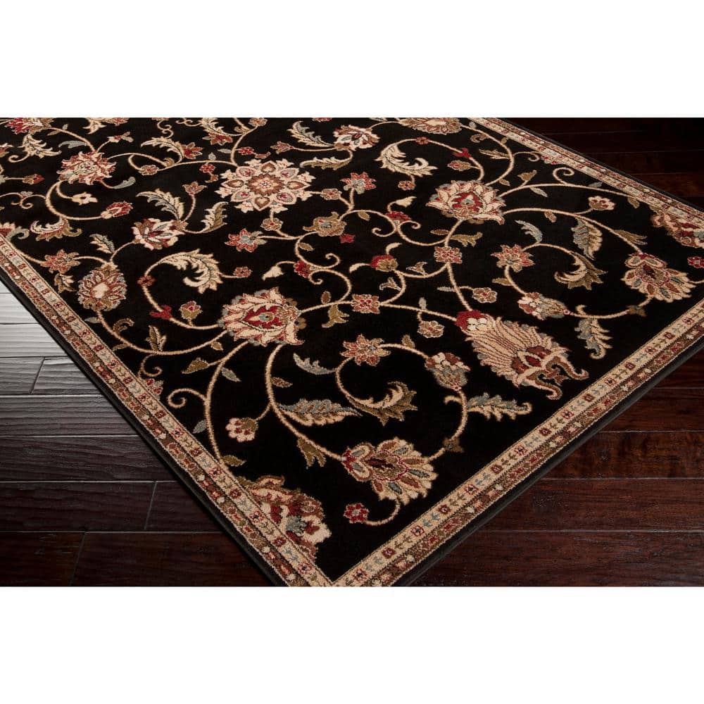 Arabella Black and Beige High Pile Traditional Area Rug