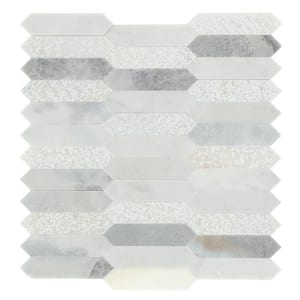 Premier Accents Stormy 10 in. x 11 in. Marble Picket Mosaic Tile (7.7 sq. ft./Case)
