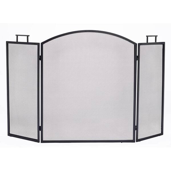 Pleasant Hearth Classic Black Steel 3-Panel Fireplace Screen