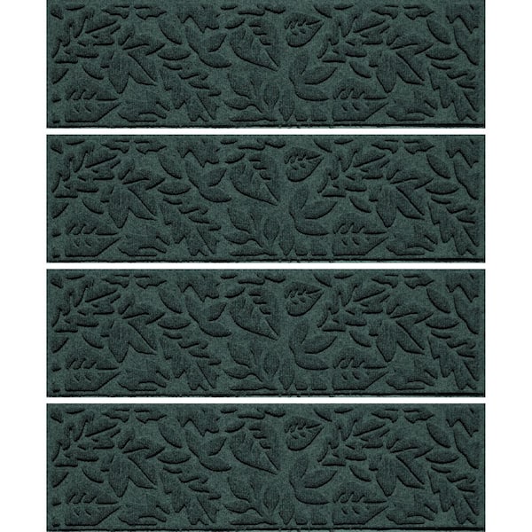 Bungalow Flooring Waterhog Fall Day 8.5 in. x 30 in. PET Polyester Indoor Outdoor Stair Tread Cover (Set of 4) Evergreen
