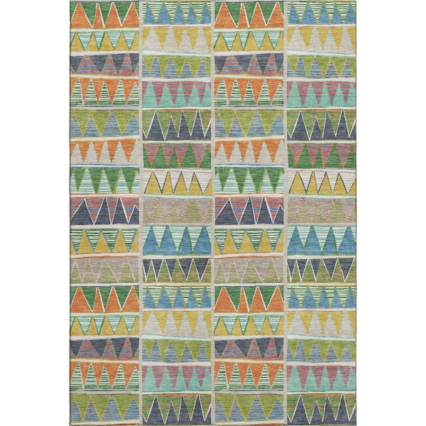 Mayfield Premium Machine Washable Abstract AMF2205 Beige 5 ft. x 7 ft. 6 in. Area Rug