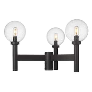 Laurent 3 Light Black Aluminum Hardwired Outdoor Weather Resistant Post Light with No Bulbs Included