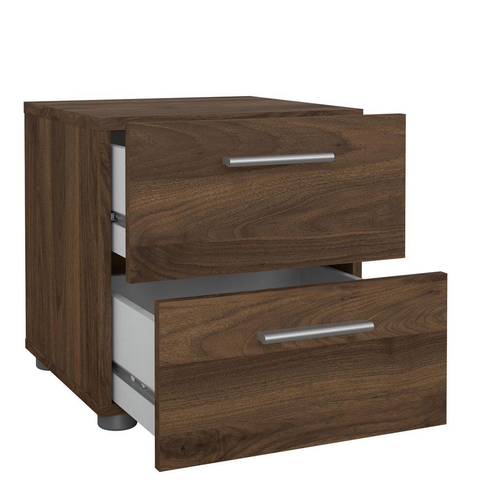 Loft-Style Chic 2-Drawer Nightstand in Walnut