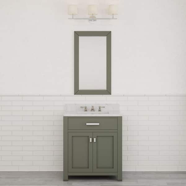 Madison 30 in. W x 21.5 in. D x 34 in. H Single Sink Bath Vanity in Glacial Green with Carrara White Marble Top