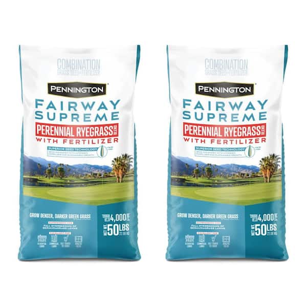 Fairway Supreme Perennial Ryegrass Blend 50 lb. 4,000 sq. ft. Grass Seed and Lawn Fertilizer 2 Pack