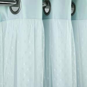 Cottage Polka Dot 38 in. W x 84 in. L Sheer Window Curtain Panels Including Tieback Blue (Set of 2)