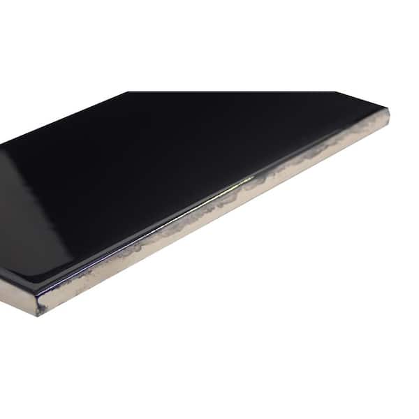 EMSER TILE Catch Black 3 in. x 6 in. Glossy Ceramic Wall Tile