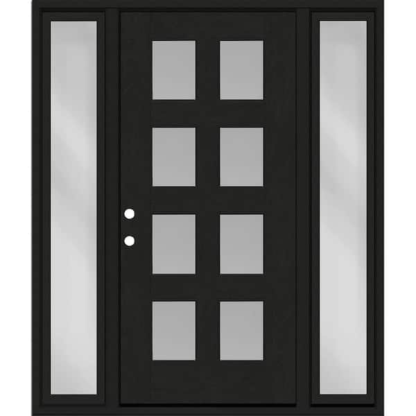 Regency 72 in. x 80 in. 8L Modern Clear Glass RHIS Onyx Stain Fiberglass Prehung Front Door w/Clear 16 in. SLs 4-9/16
