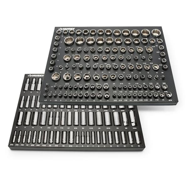 Husky 1/4 in., 3/8 in. and 1/2 in. Mechanics Tool Set with EVA Storage Trays (222-Piece)