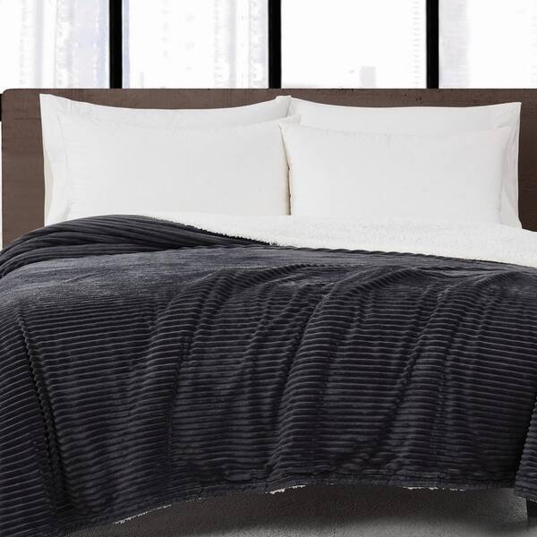 Bedding Black Quilted Throw Blanket Solid Black Handmade Quilt