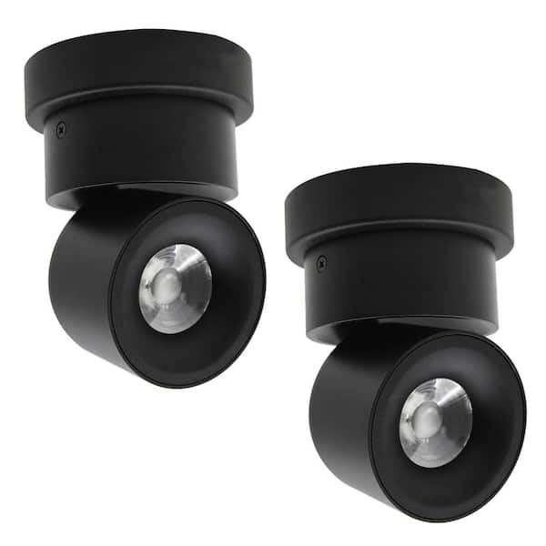 4 in. Black LED Ceiling Spotlight Picture Light (2-Pack)