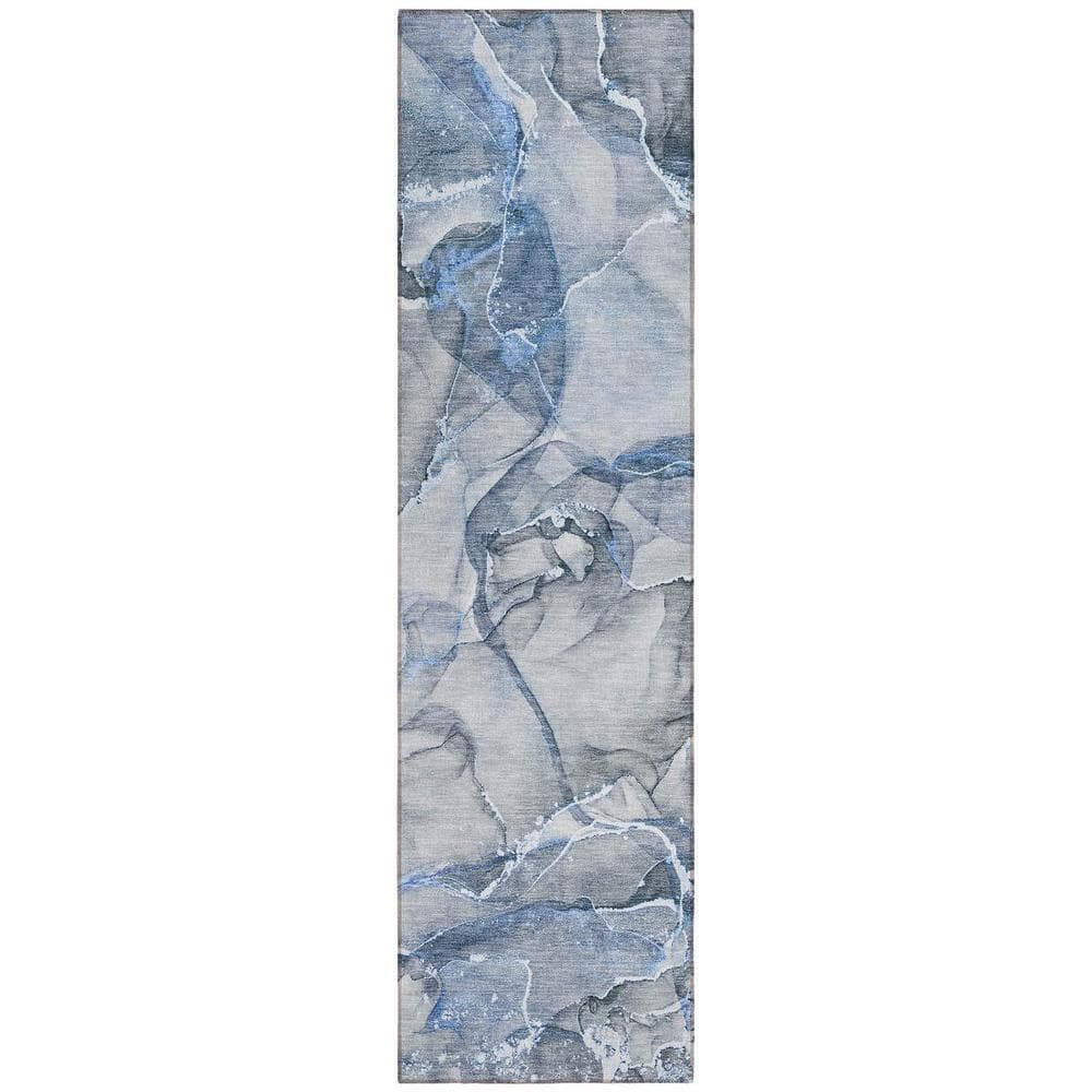 Blue and Gray 2 ft. x 8 ft. Woven Abstract Polyester Runner Indoor/Outdoor Area Rug price history on PriceWatchPro
