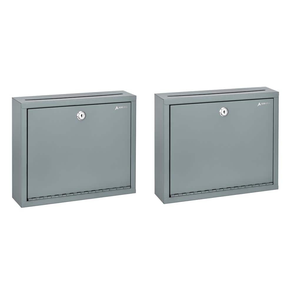 Gray Wall Mountable Large Steel Drop Box Secure Mailbox (2-Pack)