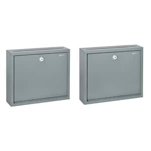 Gray Wall Mountable Large Steel Drop Box Secure Mailbox (2-Pack)