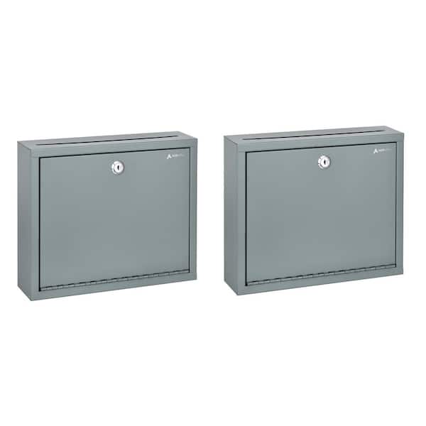 AdirOffice Gray Wall Mountable Large Steel Drop Box Secure Mailbox (2-Pack)