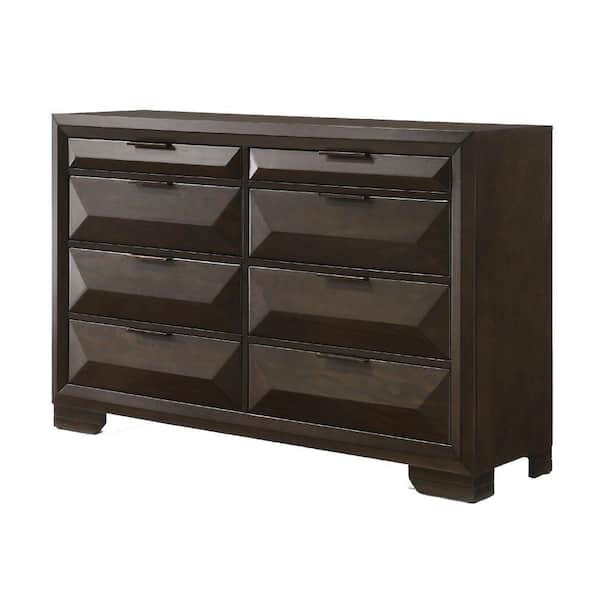 Benjara 16.54 in. Brown 8-Drawer Wooden Dresser Without Mirror
