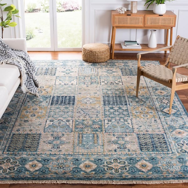 Samarkand 8 ft. x 10 ft. Blue/Beige Oriental Area Rug