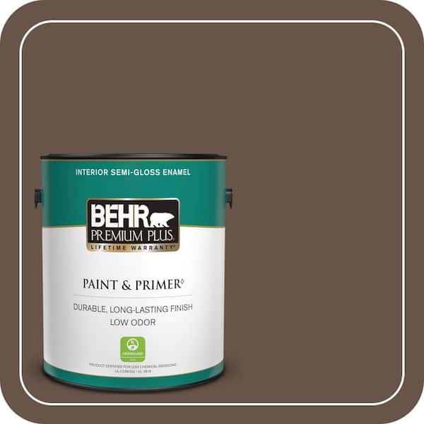 BEHR PREMIUM PLUS 1 gal. #BXC-79 Center Earth Semi-Gloss Enamel Low Odor Interior Paint & Primer