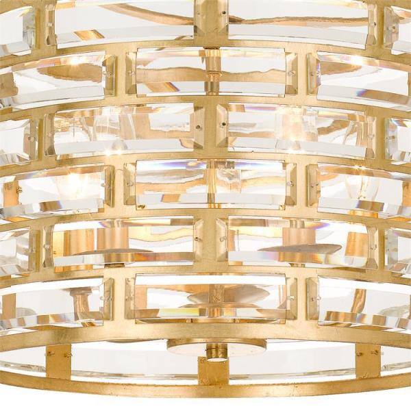 Antique Gold Mini Drum Chandelier with Crystal Accents