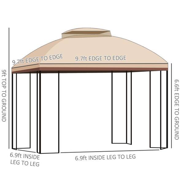 Unbranded - 10 ft. x 10 ft. Double Roof Outdoor Gazebo Canopy Shelter, for Garden, Backyard and Deck Beige Patio Gazebo