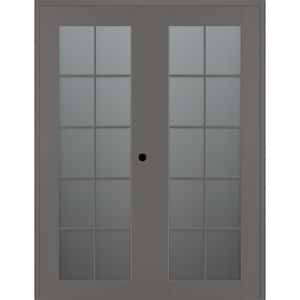 Vona 10 Lite 72 in. x 96 in. Left Active 10-Lite Frosted Glass Gray Matte Wood Composite Double Prehung Interior Door