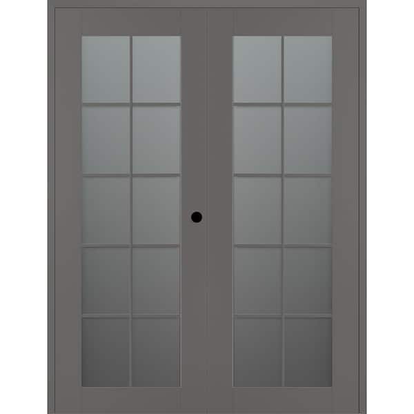 Belldinni Vona 10 Lite 72 in. x 96 in. Left Active 10-Lite Frosted Glass Gray Matte Wood Composite Double Prehung Interior Door