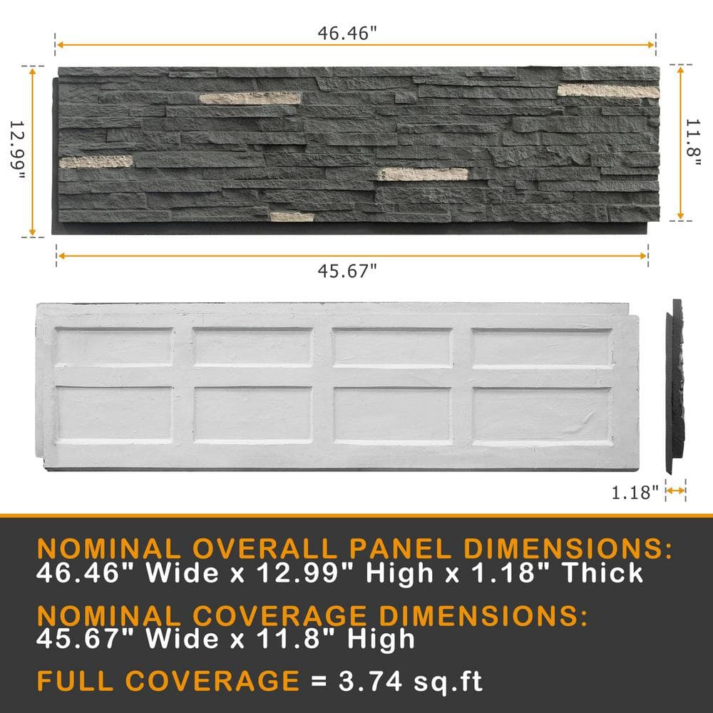 Tarzan Gray Faux Stone Polyurethane Decorative Wall Panels (6-Pack)