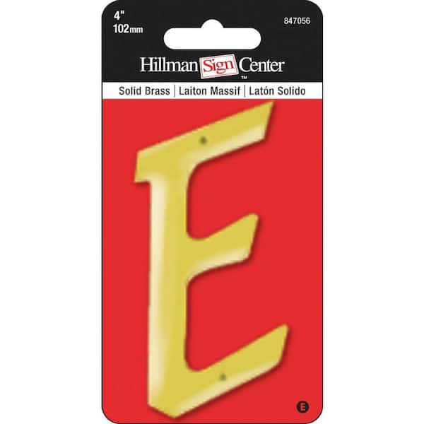 Hillman 4 in. Nail-On Solid Brass Letter E
