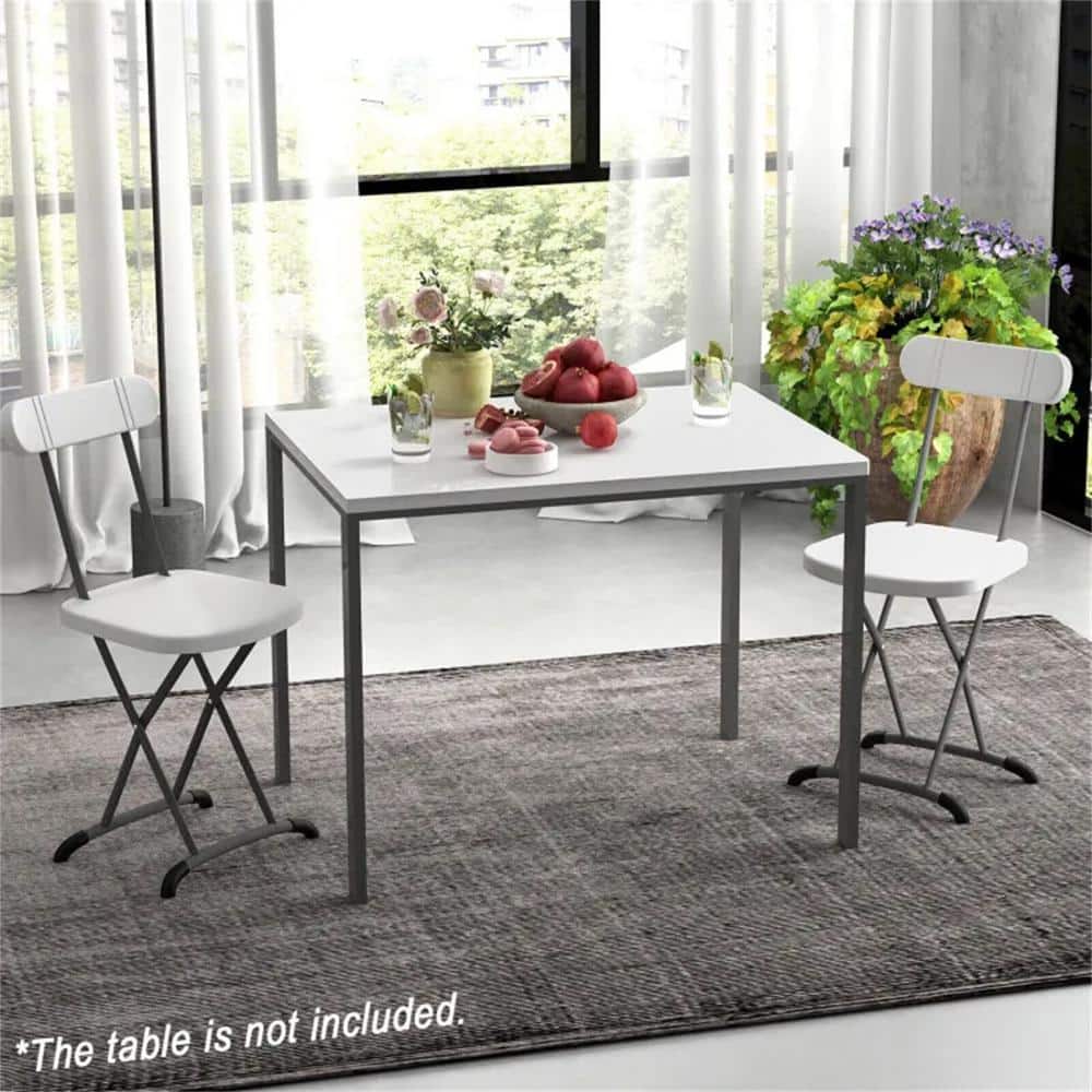 White Folding Metal Outdoor Dining Chairs 18 in. Black Outdoor Dining Chair