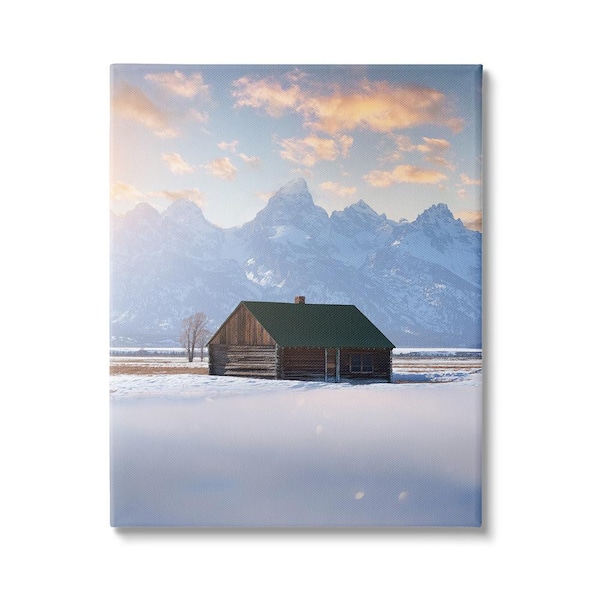 Stupell Industries Snowy Winter Cabin by Jared Kreiss 1-Piece Unframed Graphic Print Nature Poster Art Print 30 in. x 24 in.