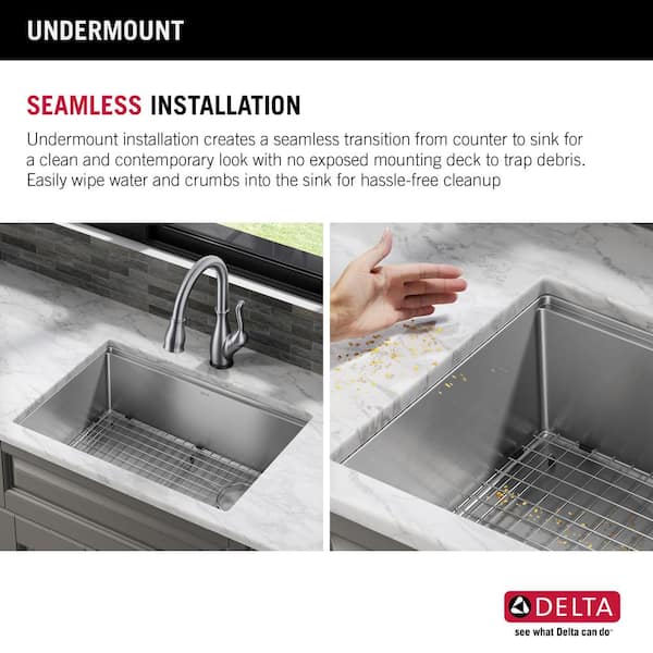 Delta Lorelai 16-Gauge Stainless Steel 27 in. Single Bowl Undermount Workstation  Kitchen Sink with Accessories 95B932-27S-SS The Home Depot
