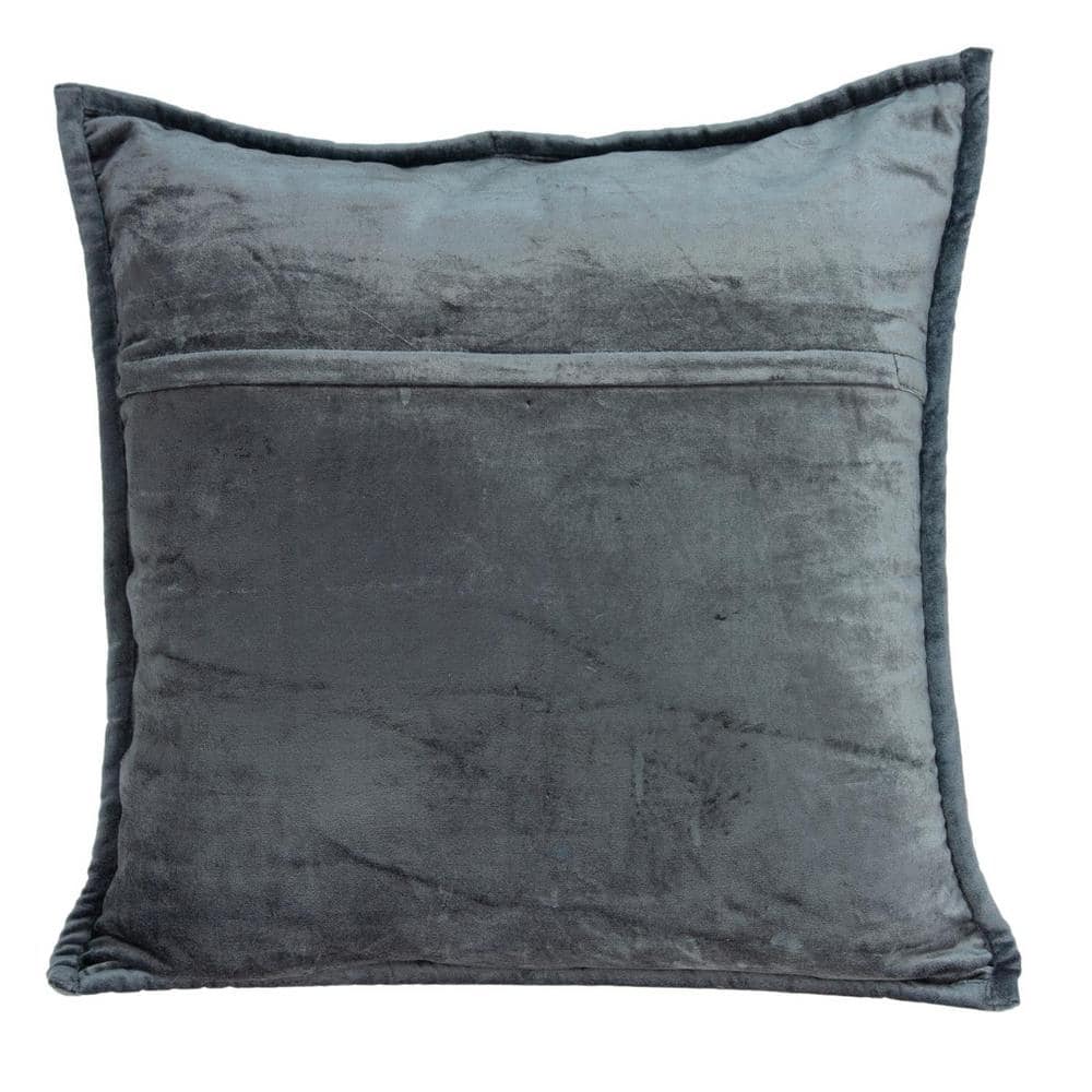 Charcoal Quilted Velvet Square Throw Pillow Set