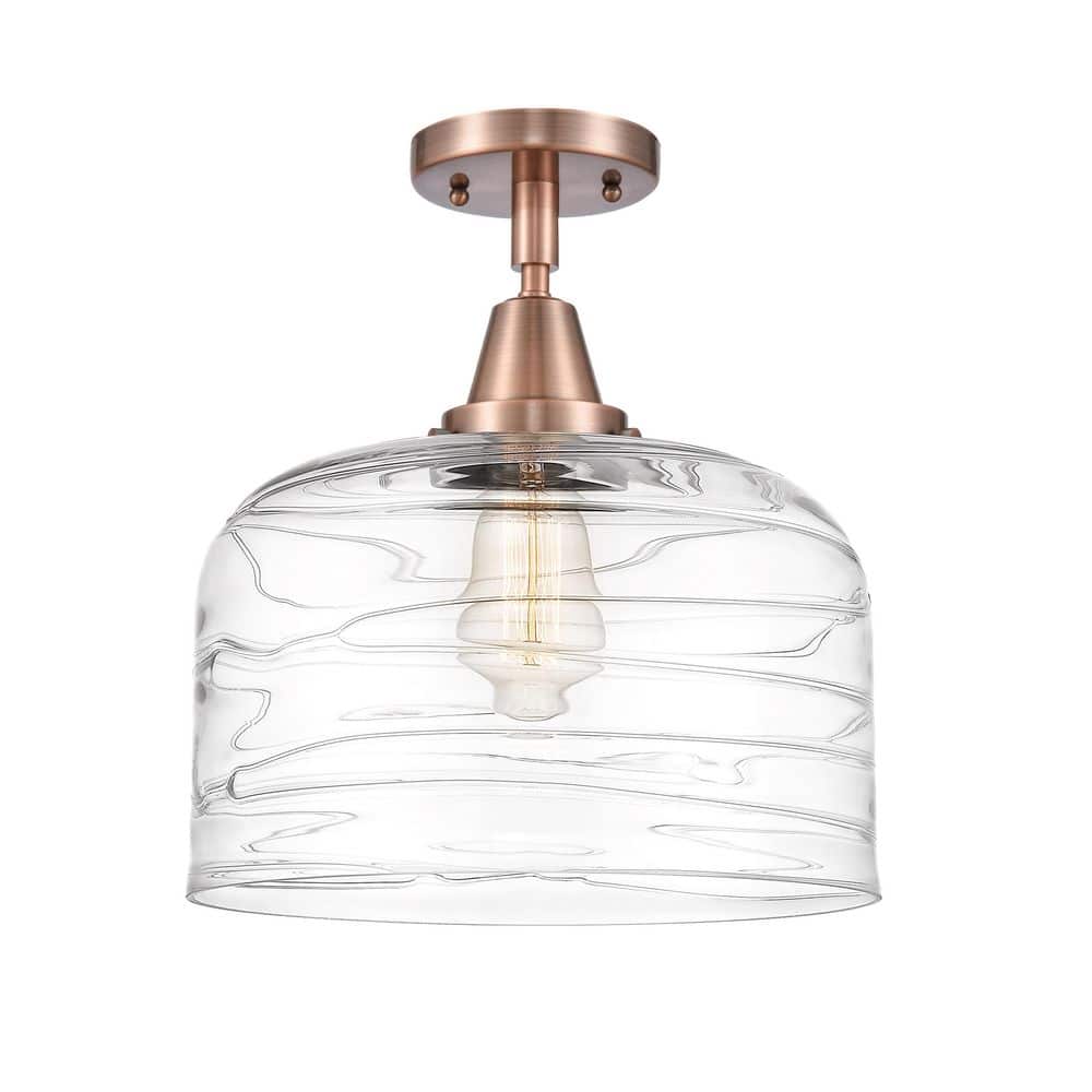 Bell 12 in. 1-Light Antique Copper Industrial Flush Mount with Clear Glass Shade price history on PriceWatchPro