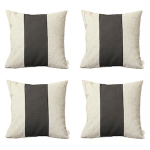 Boho-Chic Handcrafted Jacquard Gray & Black 18 in. x 18 in. Square Solid Throw Pillow Cover Set of 4