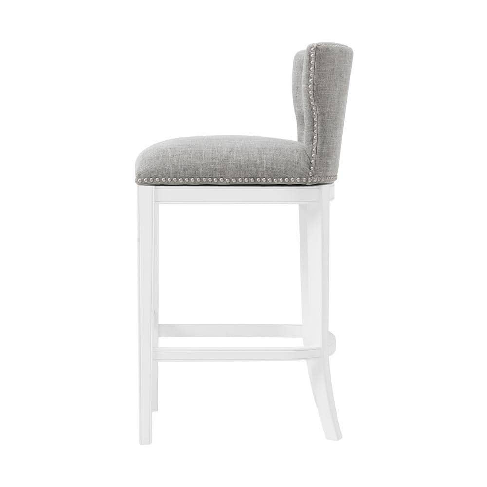 Miranda White Wood Swivel Bar Height Bar Stools - Set of 2