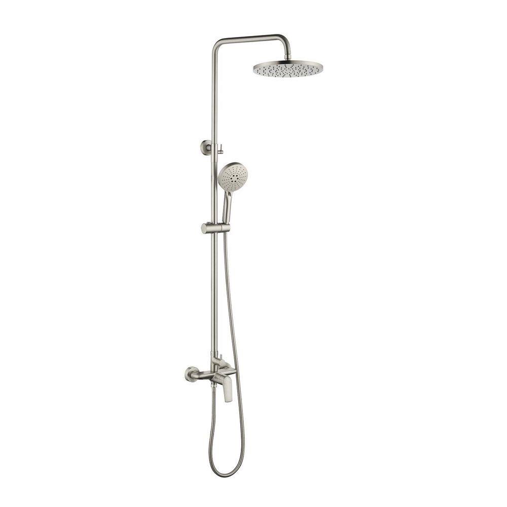 3-Spray Round High Pressure Multifunction Wall Bar Shower Kit with Hand Shower in Brushed Nickel price history on PriceWatchPro