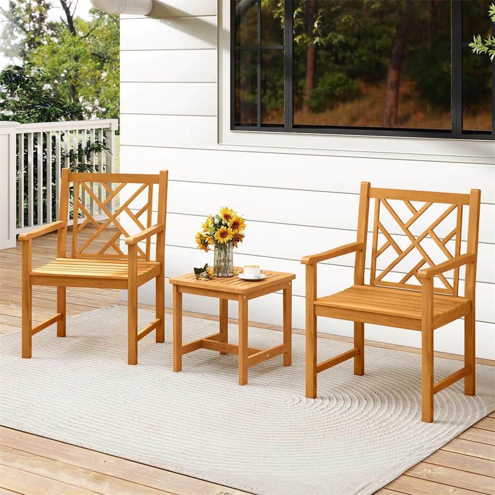 Outdoor Dining Chairs Set of 2 Acacia Wood Slatted Patio Chairs with Armrests price history on PriceWatchPro