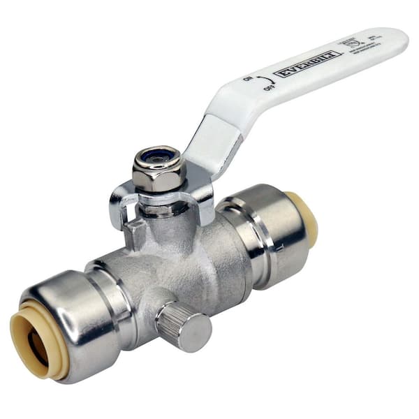 1/2 in. Push-To-Connect x 1/2 in. Push-To-Connect Stainless Steel Ball Valve with Drain